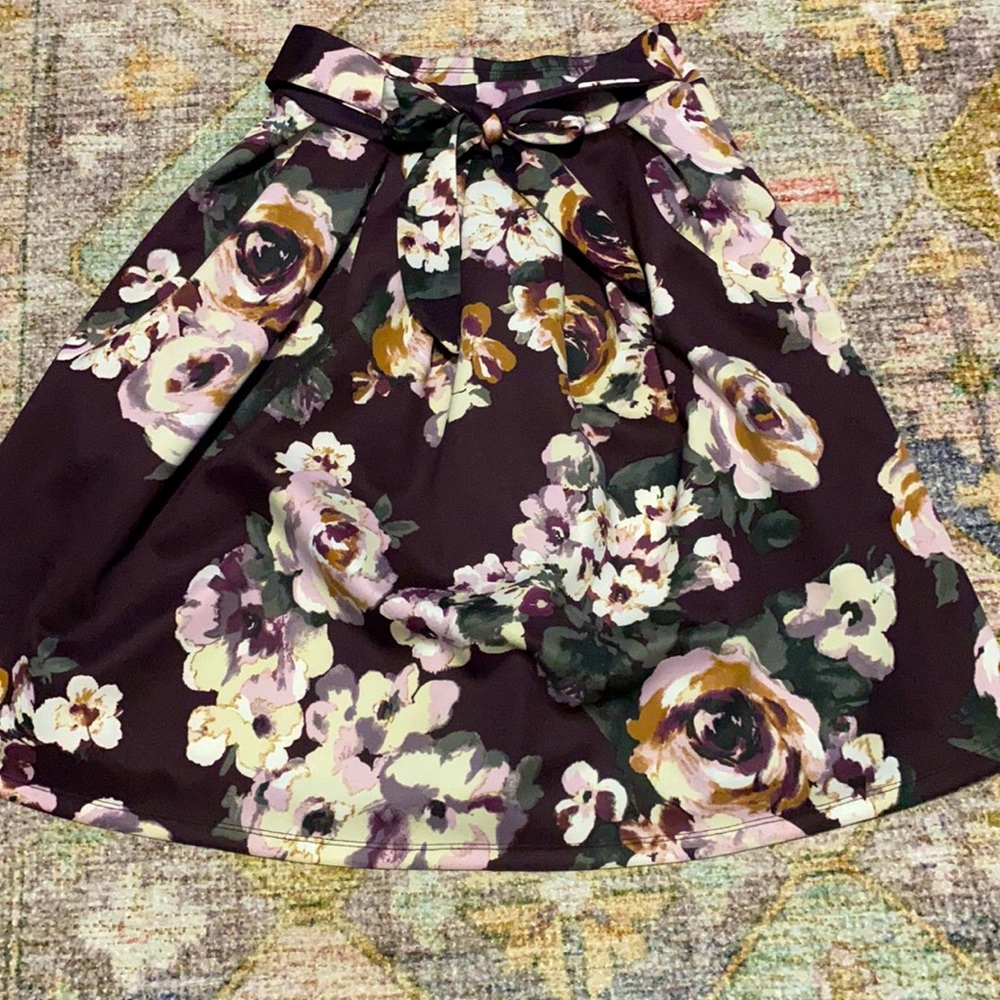 Purple Floral A-Line Skirt